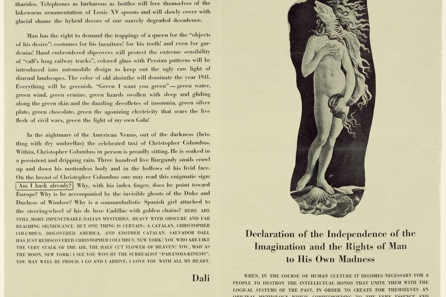 Salvador Dalí. Declaració de la independència de la imaginació i els drets de l’home a la seva pròpia bogeria, 1939 | © Fundació Gala-Salvador Dalí, Figueres, 2022 Salvador Dalí. Declaració de la independència de la imaginació i els drets de l’home a la seva pròpia bogeria, 1939 | © Fundació Gala-Salvador Dalí, Figueres, 2022