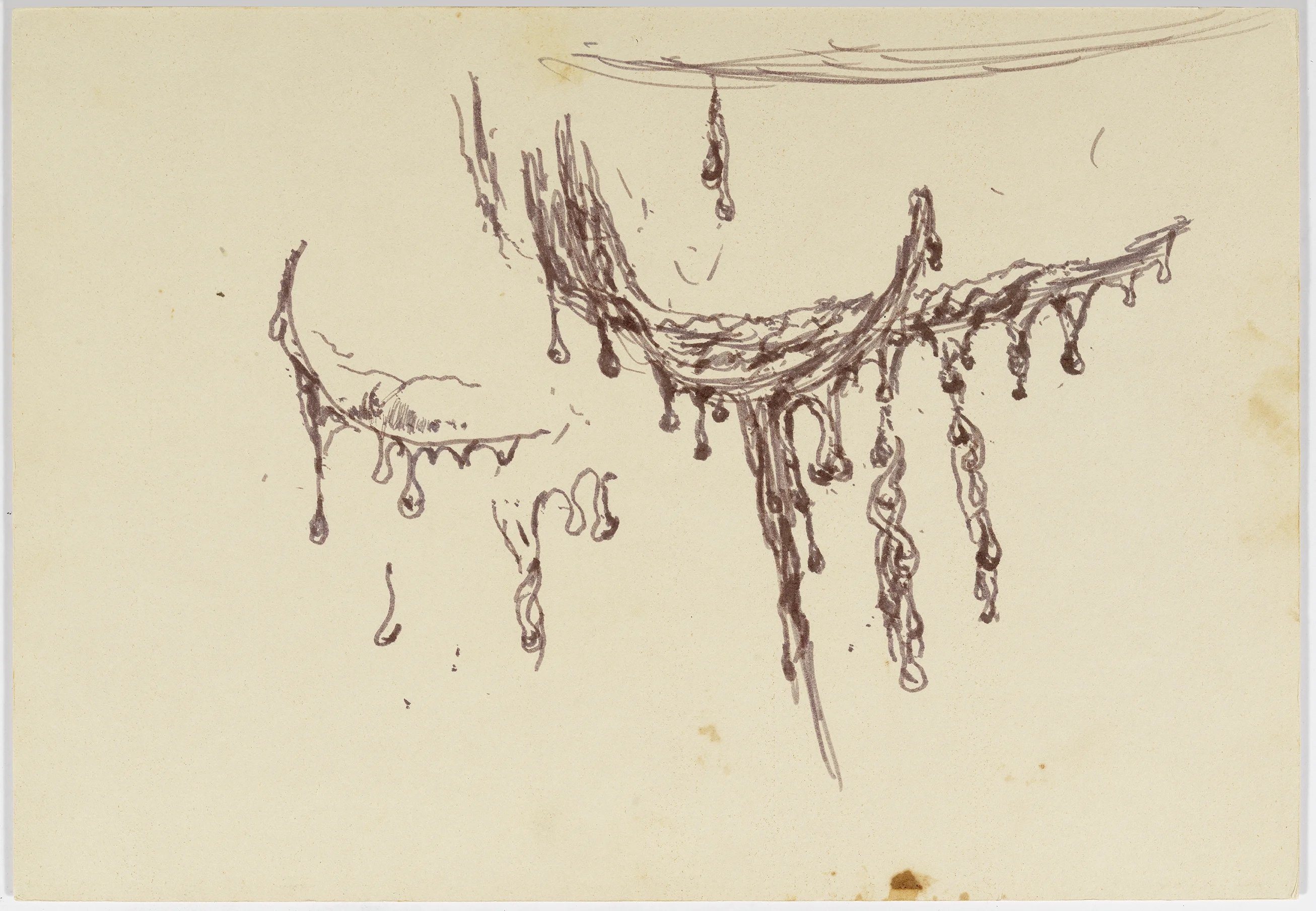 Esbós per a la instal·lació de la barca en el conjunt Carro naval, c. 1984. Retolador sobre cartró | © Fundació Gala-Salvador Dalí, Figueres, 2024