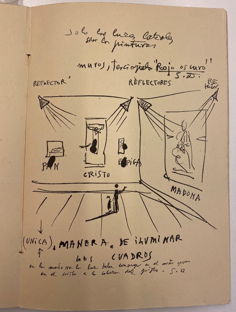 Carta de Salvador Dalí amb instruccions sobre el muntatge a la I Bienal Hispanoamericana de Arte, 1952. | © Salvador Dalí, Fundació Gala-Salvador Dalí, Figueres/VEGAP, 2023