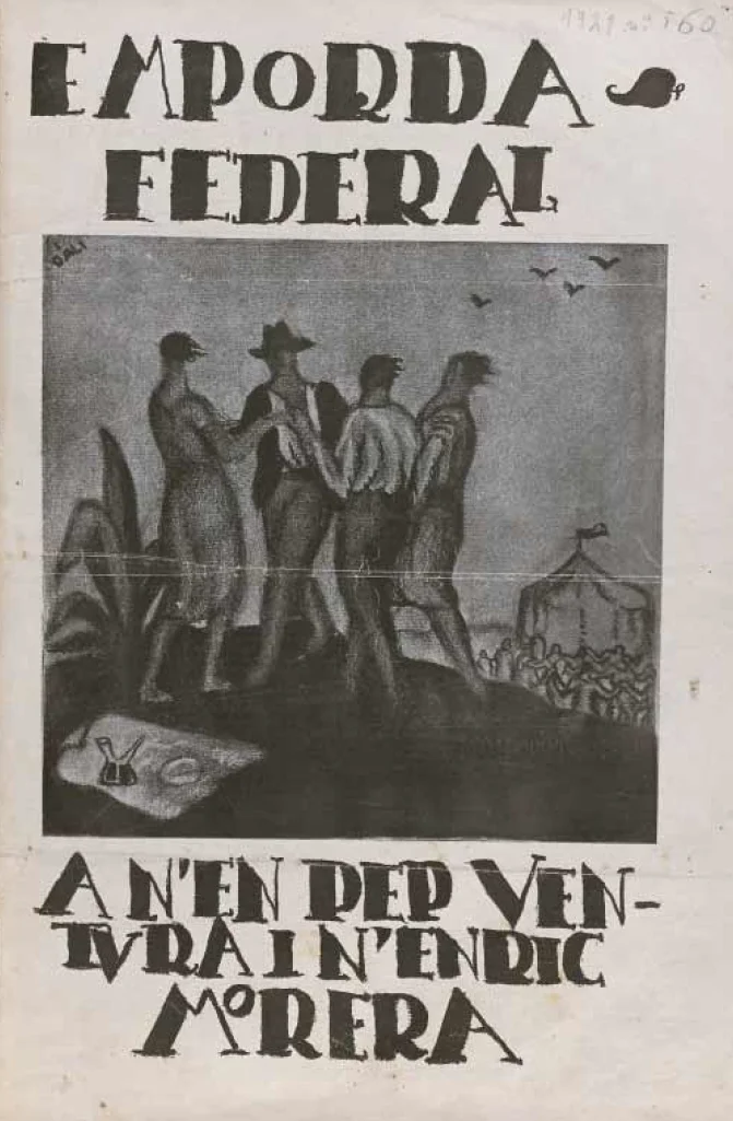 Portada de l'empordà Federal, 15 d'octubre de 1921. Número estraordinari dedicat a Pep Ventura i Enric Morera | © Salvador Dalí, Fundació Gala-Salvador Dalí, Figueres, 2025. Biblioteca Fages de Climent