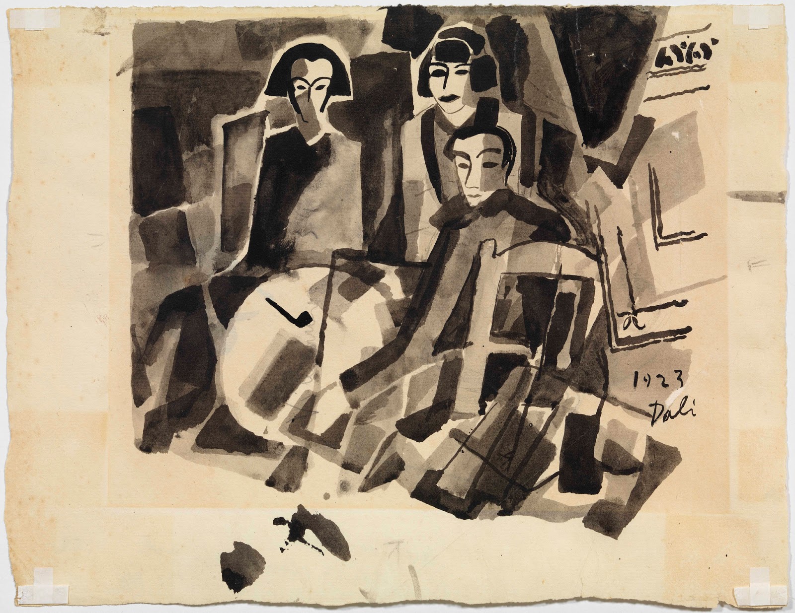 Salvador Dalí i Maruja Mallo en el Café de Oriente, 1923 Aiguada de tinta / paper24 x 31 cm © Salvador Dalí. Fundació Gala-Salvador Dalí/VEGAP, Figueres, 2016