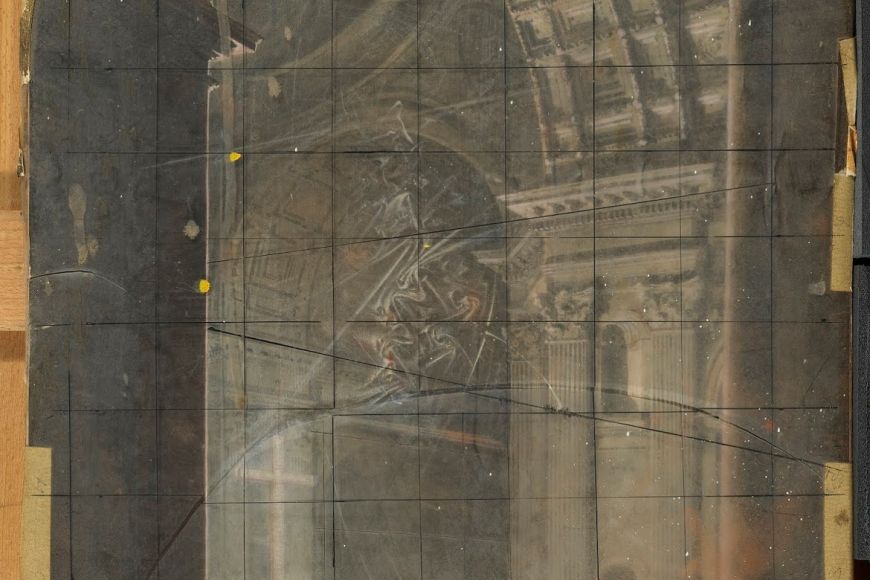 L'estudi preparatori amb una làmina plàstica superposada reprodueix Sant Pere del Vaticà. Foto Melitó Casals, “Meli” L'estudi preparatori amb una làmina plàstica superposada reprodueix Sant Pere del Vaticà. Foto Melitó Casals, “Meli”
