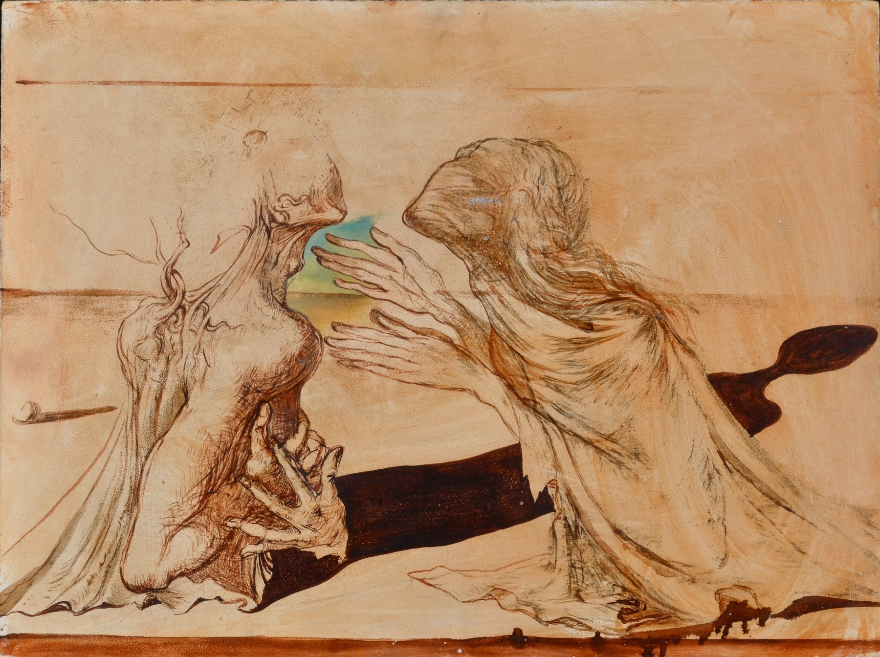 Estudi per a «Tristany foll», 1944 Tinta sobre plafó. 30,4 x 40,4 cm | © Salvador Dalí, Fundació Gala-Salvador Dalí, Figueres/VEGAP, 2022